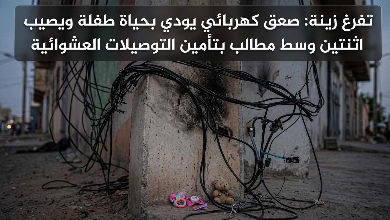 وفاة طفلة وإصابة اثنتين بصعق كهربائي في تفرغ زينة وسط مطالب بتأمين التوصيلات العشوائية